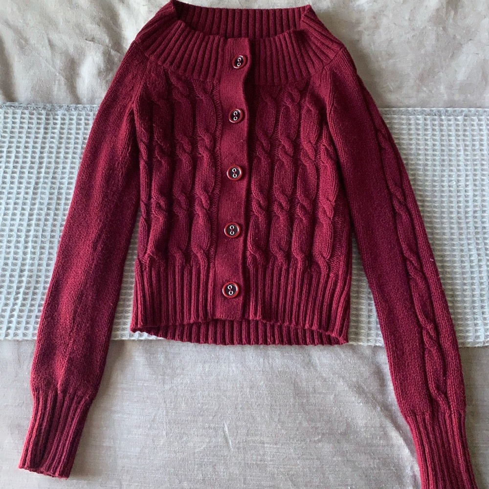 Kenzie maroon crop cardigan